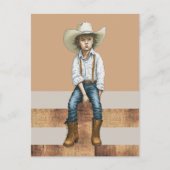 カントリーウエスタンランチヤング女性のカーボーイオンポストスタイル ポストカード (正面)