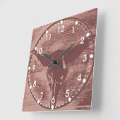 カントリーウエスタンロングオルズブルスカルカウボーイギフト スクエア壁時計 (傾斜)