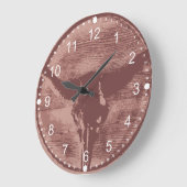 カントリーウエスタンロングホーンズブルスカルカウボーイギフト ラージ壁時計 (傾斜)