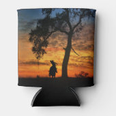 カントリーウエスタンローピングカウボーイとサンセットでの馬 缶クーラー (正面)