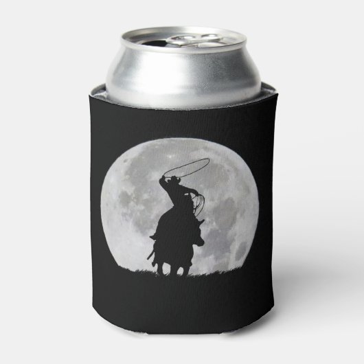 カントリーウエスタンローピングカウボーイとステアムーン 缶クーラー (缶正面)