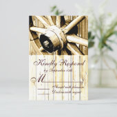 カントリーウエスタンワゴンホイールウェディングRSVPカード 出欠カード (スタンド正面)