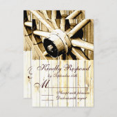 カントリーウエスタンワゴンホイールウェディングRSVPカード 出欠カード (正面/裏面)