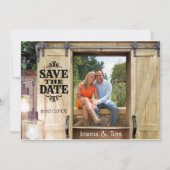 カントリーウエスタン写真セーブザデート 招待状 (正面)