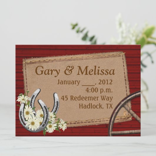 カントリーウエスタン結婚式招待状テンプレート 招待状 (スタンド正面)
