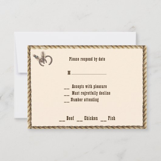 カントリーウエス結婚タンピンクローズフェザーズロープ 出欠カード (裏面)