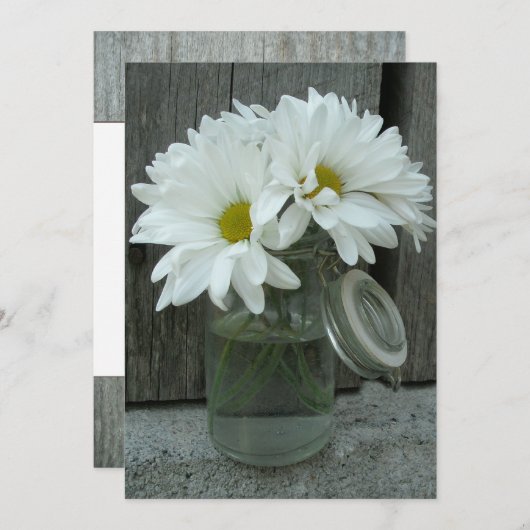 カントリーウエディング招待状デイジーメイソンジャー 招待状 (正面/裏面)