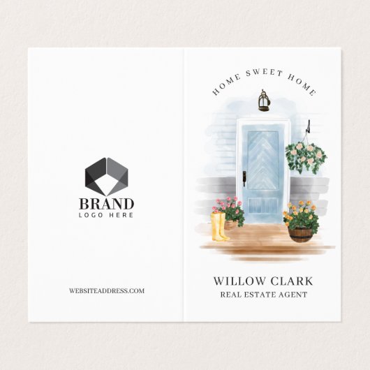 カントリーウォーターカラーブルードア実在エステートエージェント 名刺 (外部フラット)