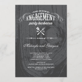 カントリーウッスタイリッシュ素朴ド婚約パーティBBQ 招待状