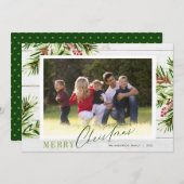 カントリーウッドウォーターカラーピン写真 メリークリスマス シーズンカード (正面/裏面)