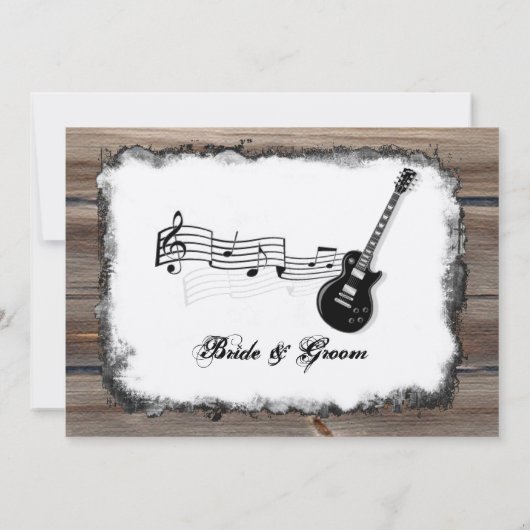 カントリーウッドエレキギターミュージックウェディング招待 招待状 (裏面)