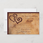 カントリーウッドツリーリングや輪ダブルハートズ結婚式出欠 出欠カード (正面)
