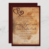 カントリーウッドツリーリングや輪ハート結婚式招待状 招待状 (正面/裏面)