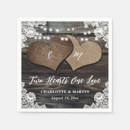 カントリーウッドツーハートフローラレース結婚ズ スタンダードカクテルナプキン