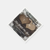 カントリーウッドツーハートフローラレース結婚ズ スタンダードカクテルナプキン (角)