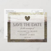カントリーウッドハート結婚式の日付の保存 案内ポストカード (正面/裏面)
