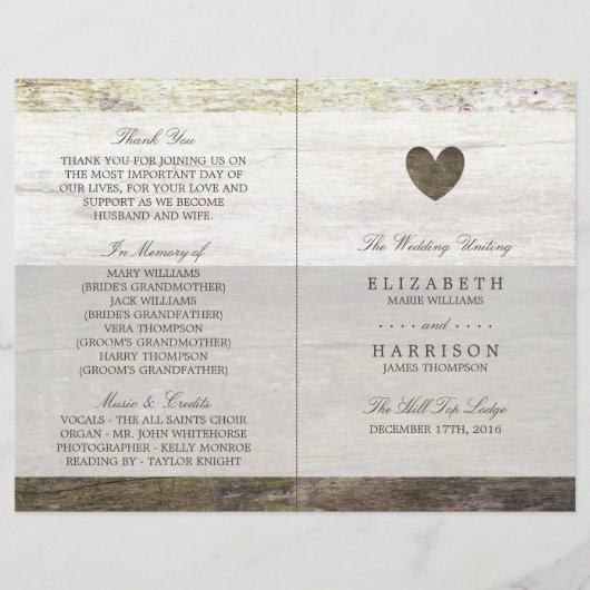 カントリーウッドハート結婚式 プログラム (正面)