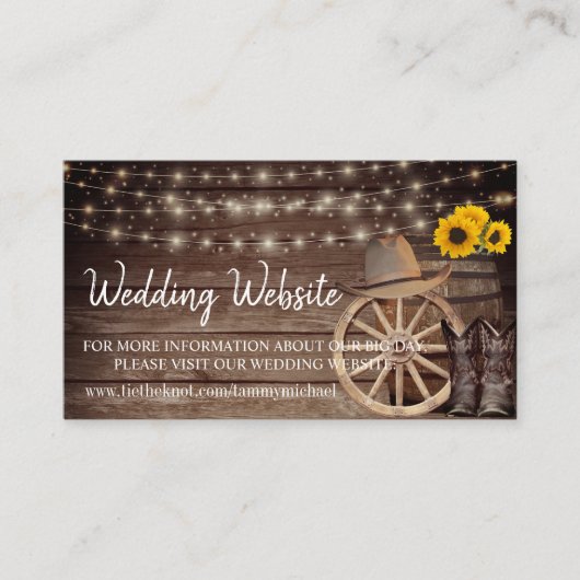 カントリーウッドバレル – ひまわり – 結婚のウェブサイト エンクロージャーカード (正面)