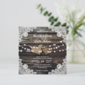 カントリーウッドバーラップハートフローラレース結婚ズ 招待状 (スタンド正面)