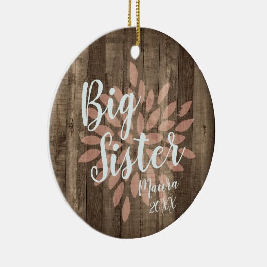 カントリーウッドパーソナライズされたビッグシスタープロモーション セラミックオーナメント (右)