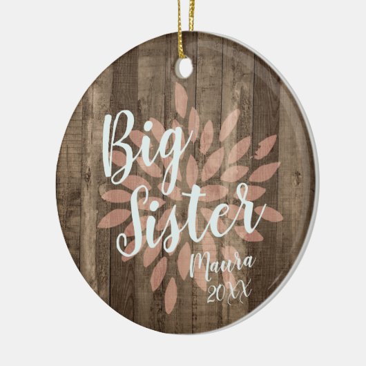 カントリーウッドパーソナライズされたビッグシスタープロモーション セラミックオーナメント (左)