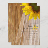 カントリーウッドブライダルヴェールひまわりウエディング招待 招待状 (正面/裏面)
