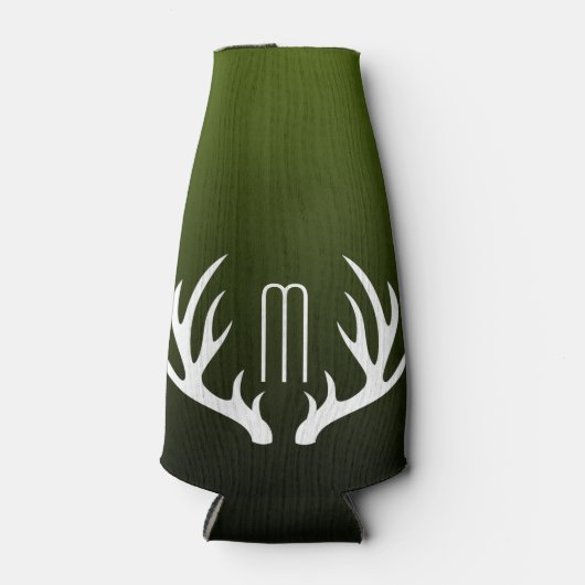 カントリーウッドランドグリーンホワイトディアー〔雄ジカの〕枝角 ボトルクーラー (正面)