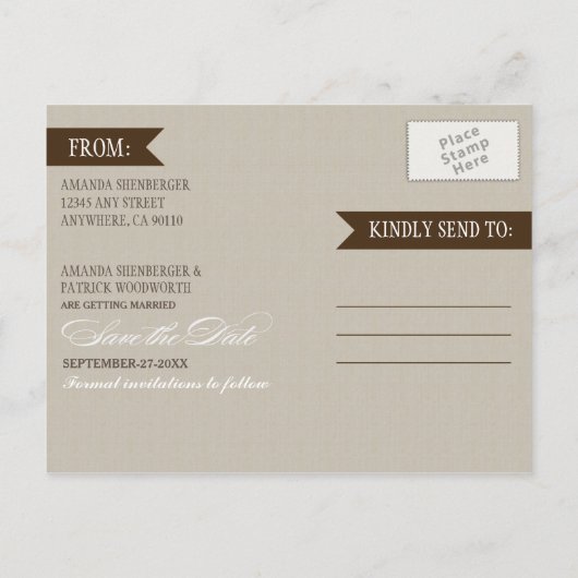 カントリーウッド素朴ヒマワリ日付カードを保存 案内ポストカード (裏面)