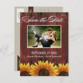 カントリーウッド素朴ヒマワリ日付カードを保存 案内ポストカード (正面/裏面)