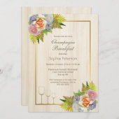 カントリーウッド素朴フローラシャンパンブレックファースト 招待状 (正面/裏面)