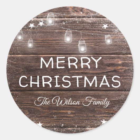 カントリーウッド素朴ホリデーストリングライト ラウンドシール (正面)