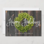 カントリーウッド素朴リースハッピーホリデーズグリーティング シーズンカード (正面)