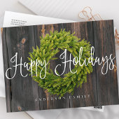 カントリーウッド素朴リースハッピーホリデーズグリーティング シーズンポストカード