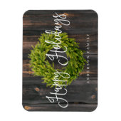 カントリーウッド素朴リースハッピーホリデーズグリーティング マグネット (縦)