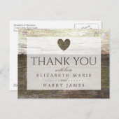 カントリーウッド結婚ハートの感謝 ポストカード (正面/裏面)