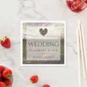 カントリーウッド結婚ハート スタンダードカクテルナプキン (インサイチュ)