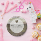 カントリーウッド結婚ハート ペーパープレート (パーティー)
