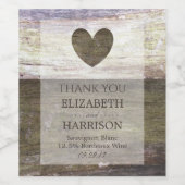 カントリーウッド結婚ハート ワインラベル (シングルラベル)