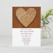 カントリーウッ素朴ドハート結婚式招待状 招待状 (スタンド正面)