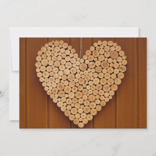 カントリーウッ素朴ドハート結婚式招待状 招待状 (裏面)