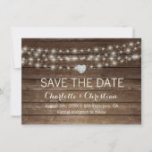 カントリーウ素朴ィードメイソンジャース結婚ハート セーブザデート (正面)