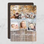 カントリーウ素朴ッドハッピー感謝祭の写真カード シーズンカード (正面/裏面)