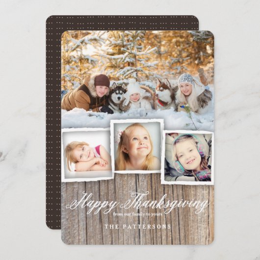 カントリーウ素朴ッドハッピー感謝祭の写真カード シーズンカード (正面/裏面)