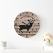 カントリーウ素朴ッドファームハウスディアウィズ〔雄ジカの〕枝角 ラージ壁時計 (ホーム)