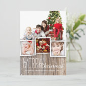 カントリーウ素朴ッドメリークリスマスフォトカード シーズンカード (スタンド正面)