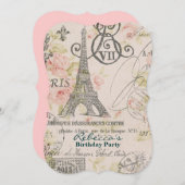 カントリーエッフェルタワーパフランスのリ誕生パーティー 招待状 (正面/裏面)