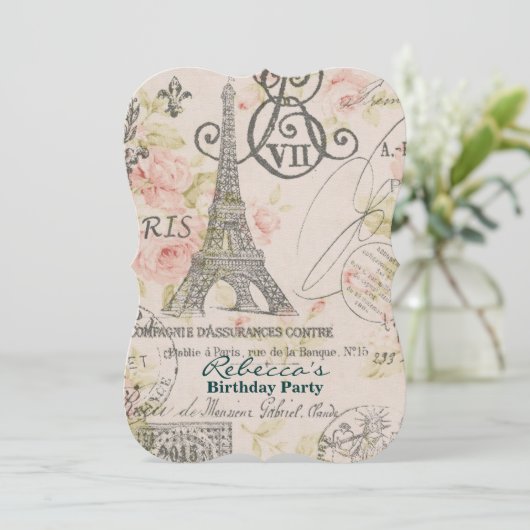カントリーエッフェルタワーパフランスのリ誕生パーティー 招待状 (スタンド正面)