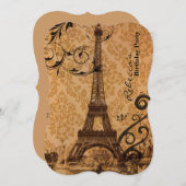 カントリーエッフェルタワーパリ誕生日パーティー 招待状 (正面/裏面)