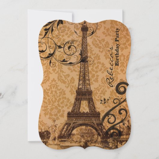 カントリーエッフェルタワーパリ誕生日パーティー 招待状 (正面)