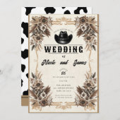 カントリーエレガントウエスタンカウボーイハットフローラズ結婚 招待状 (正面/裏面)